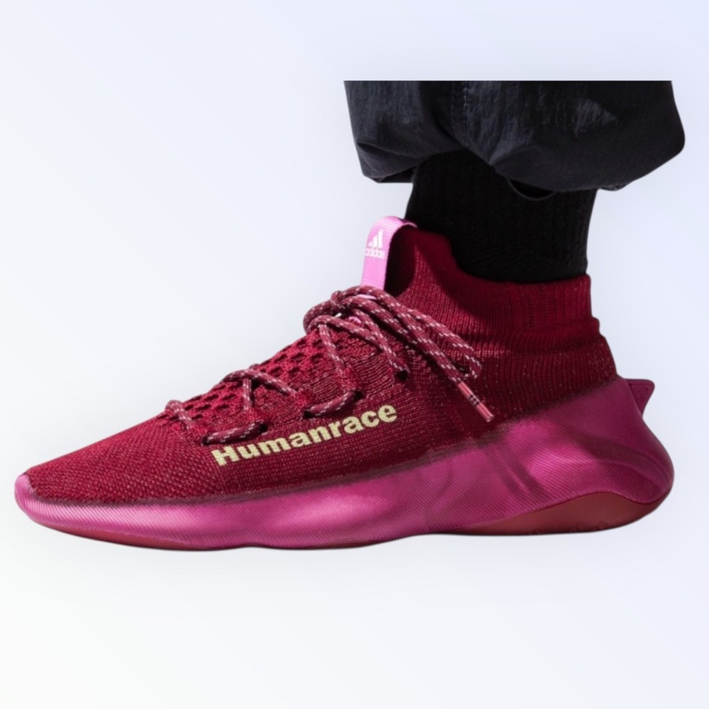 Adidas Pharrell Williams Humanrace Burgundy Knit Sneakers Men's Size 12 GW4879 - Picture 2 of 16